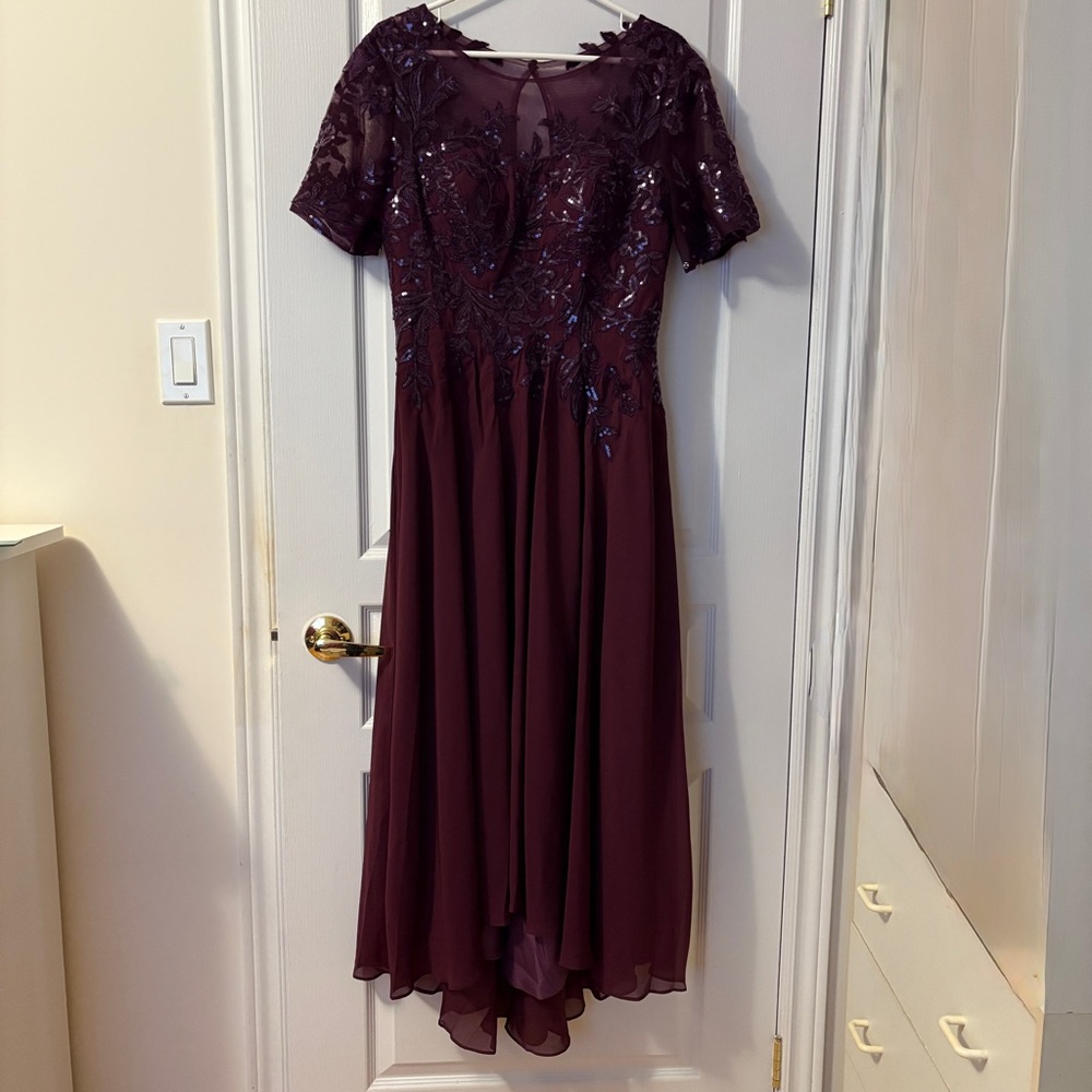 Asymmetrical Purple Red Evening Dress - NWOT - Size 8